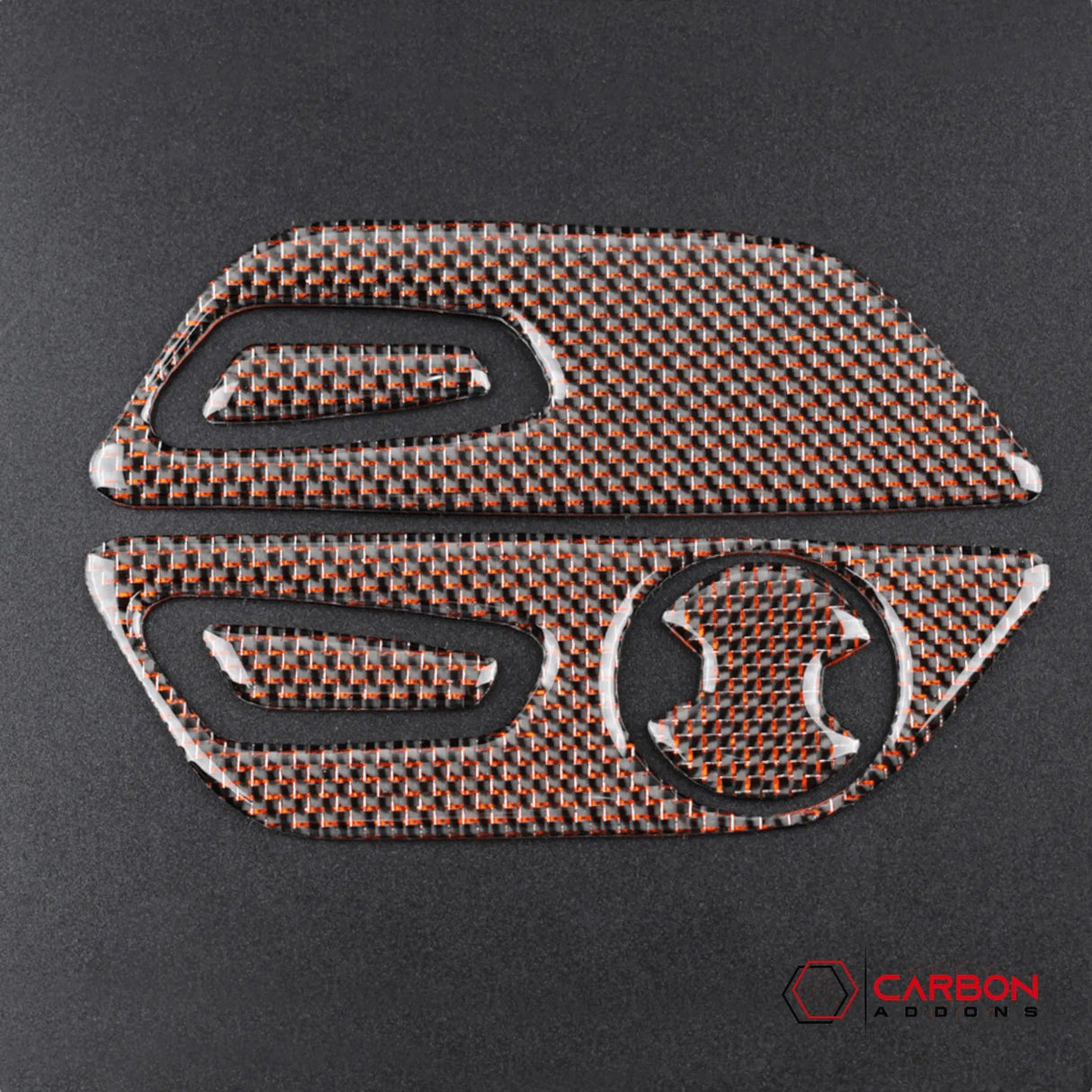 Reflective Carbon Fiber Seat Function Control Trim Overlay For Mustang 2015-2023