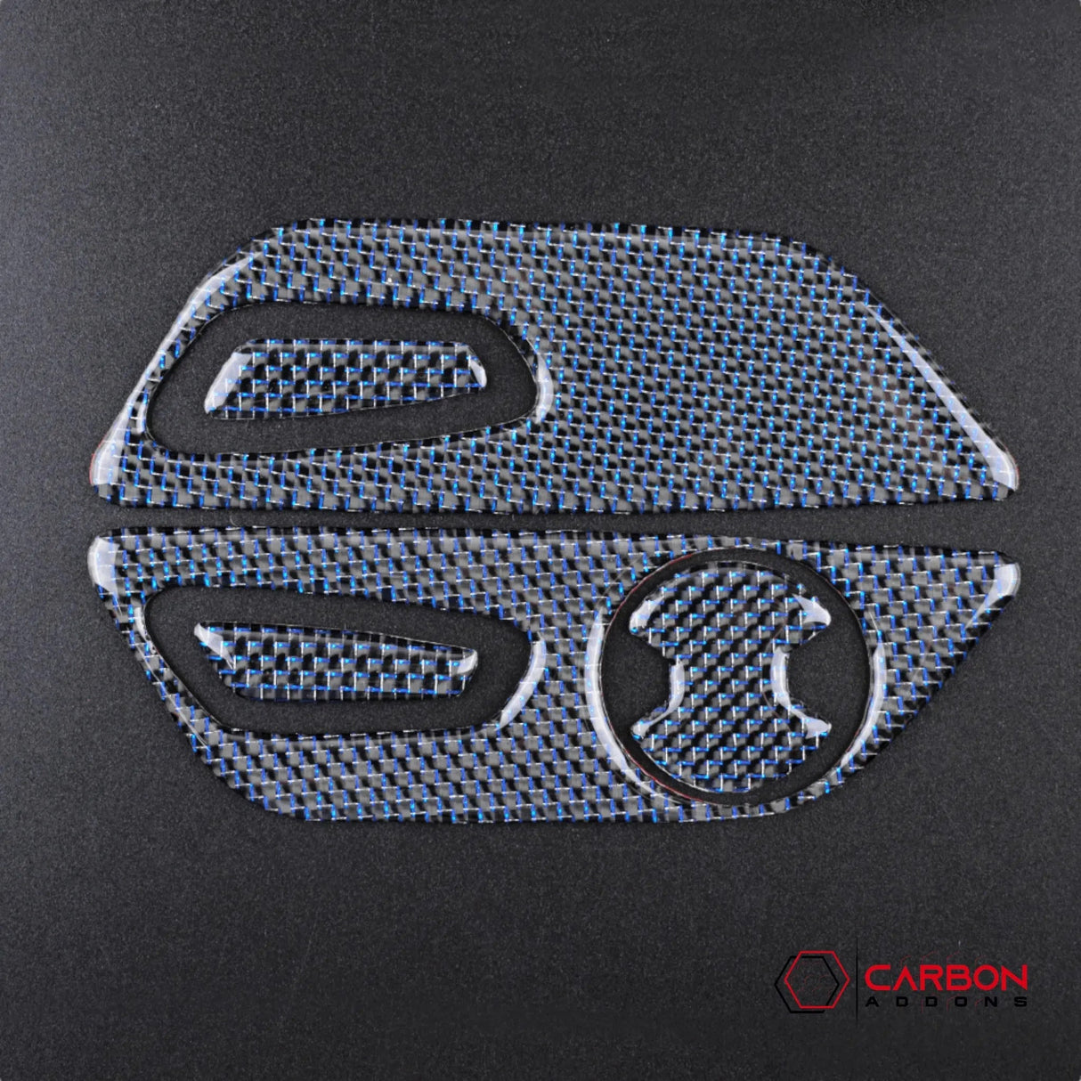 Reflective Carbon Fiber Seat Function Control Trim Overlay For Mustang 2015-2023