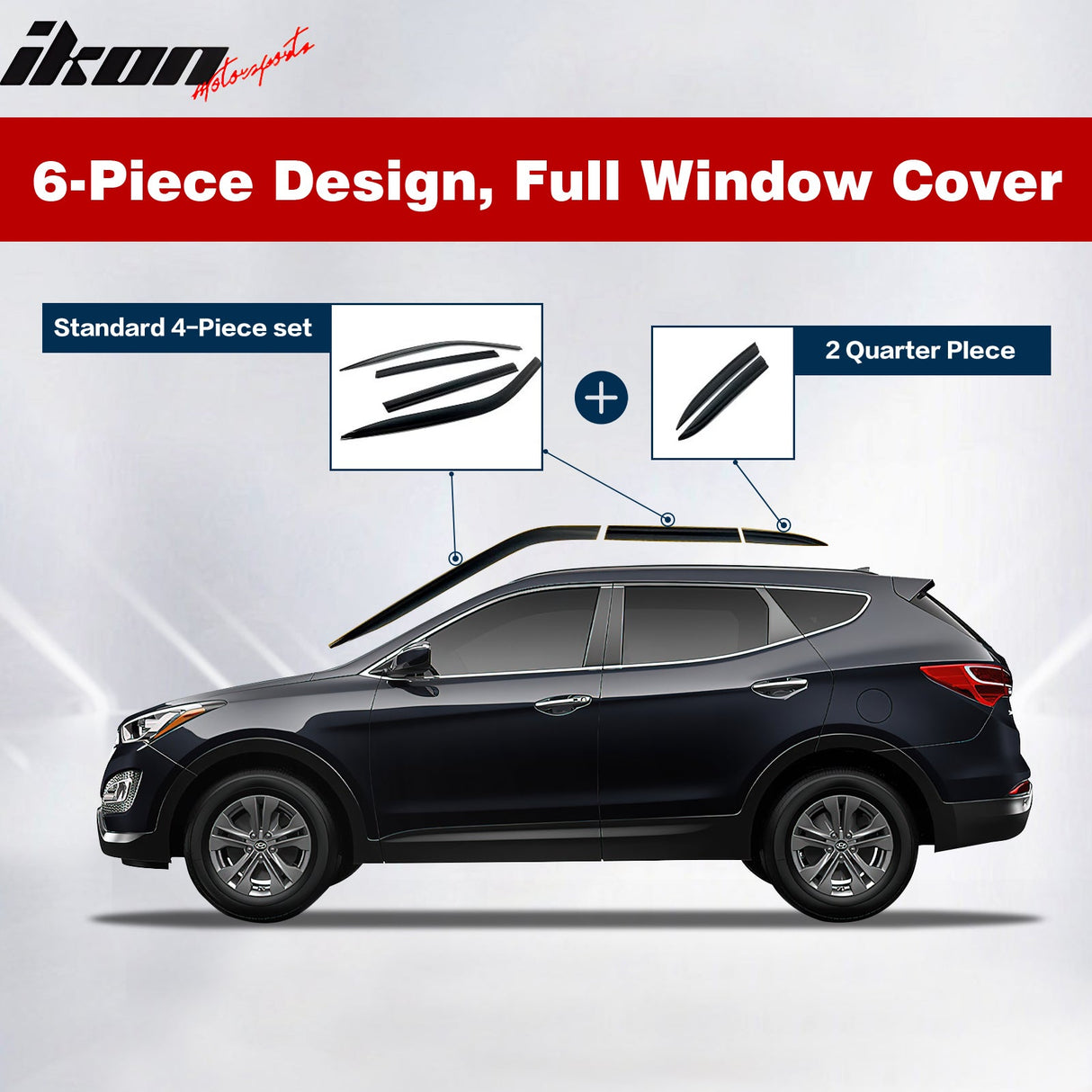 2007-2011 Honda CR-V Window Visor ABS Chrome Rain Guard 6PC Deflector