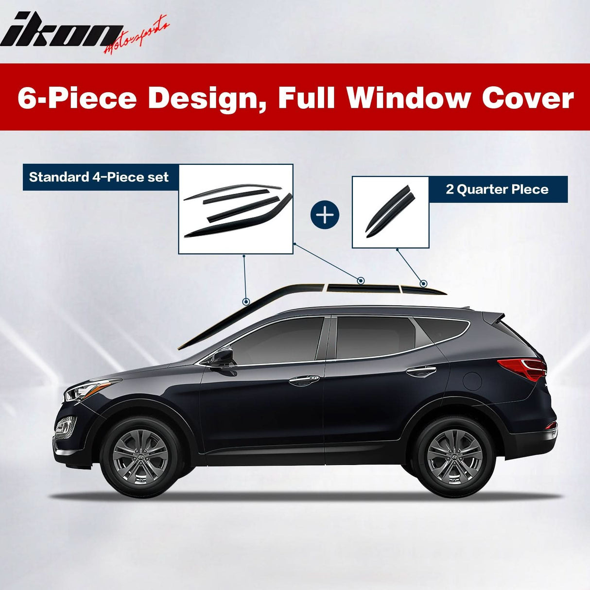 2015-2021 Kia Sedona Chrome Window Visors Rain Sun Guard ABS 6PCS