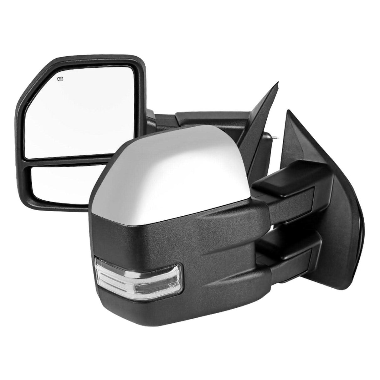 Spec-D Towing Mirrors Ford F150 (15-20) Power/Heated/Sequential LED Turn Signal, Clearance, Puddle & Auxiliary Lights - Chrome or Black