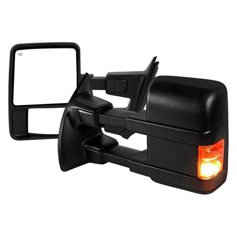 Spec-D Towing Mirrors Ford F250 F350 F450 F550 Super Duty (08-16) Power/Heated/Manual Extendable w/ Amber or Smoke Lens LED Turn Signal Lights