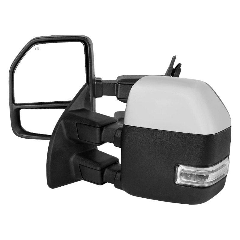Spec-D Towing Mirrors Ford F250 F350 F450 Super Duty (99-16) Power/Heated - Chrome or Black w/ LED Turn Signal