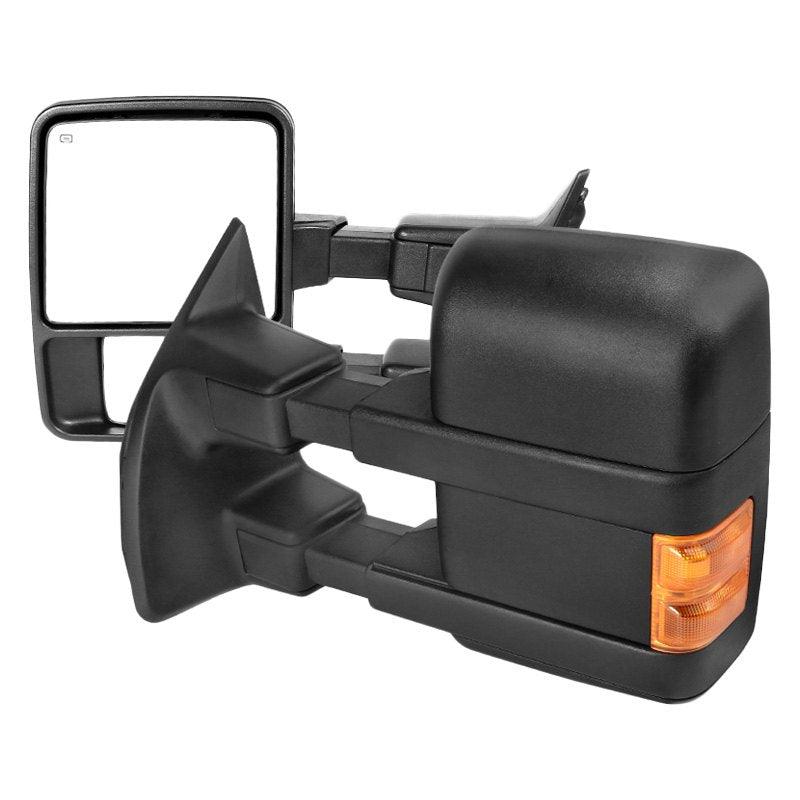Spec-D Towing Mirrors Ford F250 F350 F450 F550 Super Duty (99-15) Power/Heated w/ Amber or Smoke Turn Signal Lights