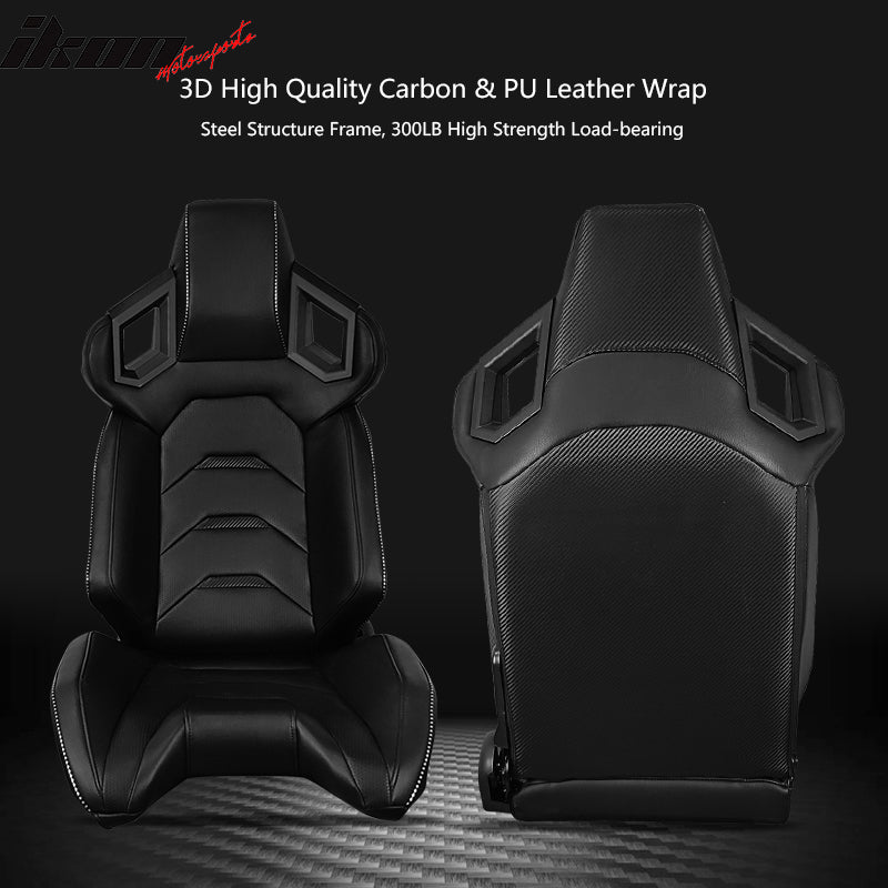 Universal Racing Seat Dual Slider PU Carbon Leather