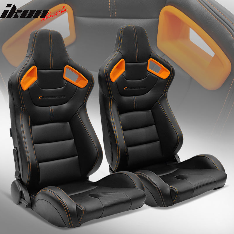 Universal Color Bezel Racing Seat Dual Slider PU Carbon Leather