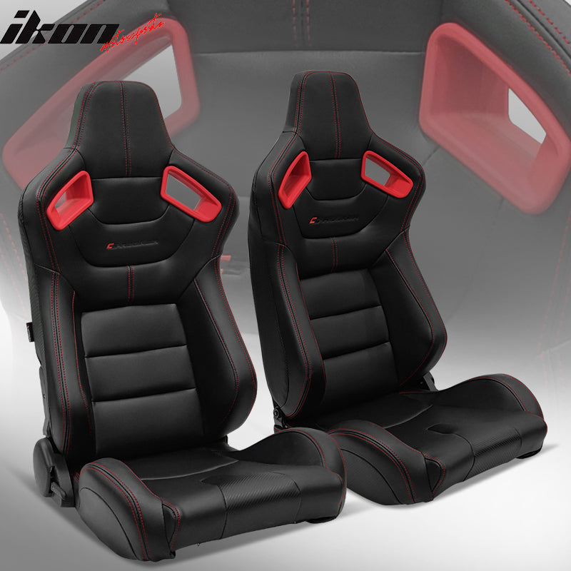 Universal Color Bezel Racing Seat Dual Slider PU Carbon Leather