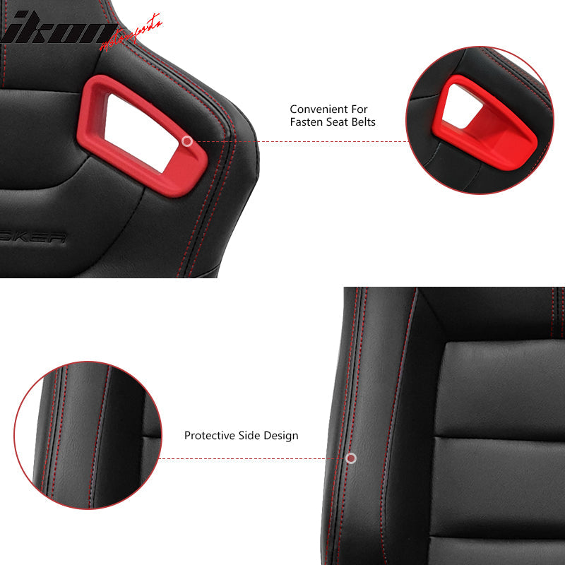 Universal Color Bezel Racing Seat Dual Slider PU Carbon Leather