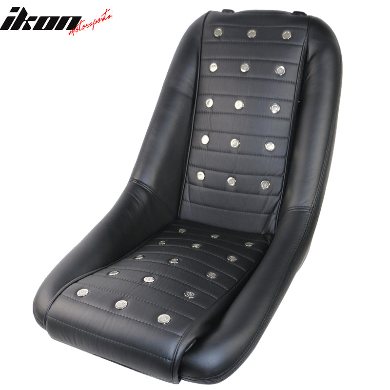 Mid-Sized Classic Black Faux Bucket Seat w/ Slidersin Leather PU