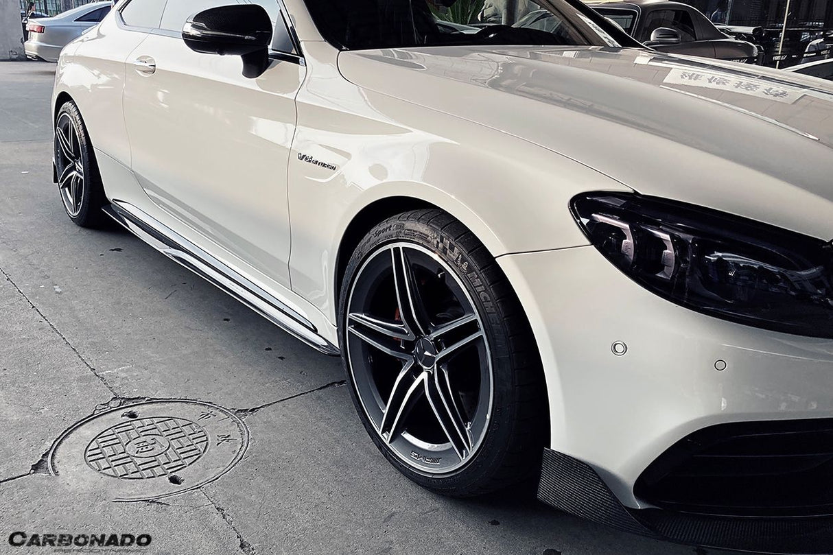 2015-2021 Mercedes Benz W205 C63 S AMG Coupe Carbon Fiber Side Skirts Extension Add On Lip