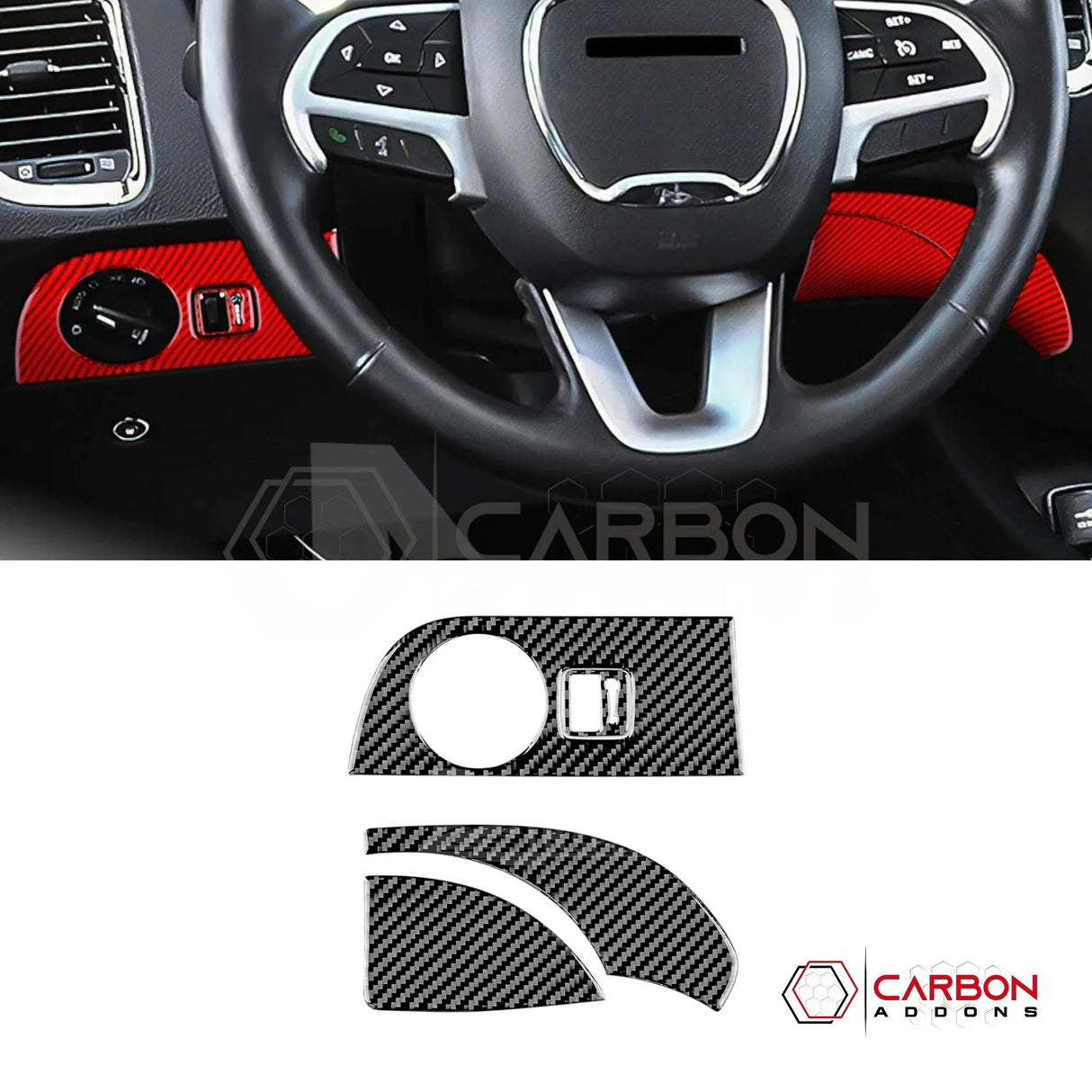 Real Carbon Fiber Head Light Control Trim Overlay for 2011-2020 Dodge Durango