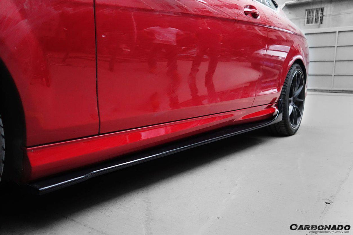 2012-2014 Mercedes Benz W204 C63 AMG C Class Coupe DP Style Side Skirts Under Board