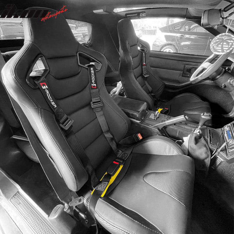 Universal Black 4 Point Buckle Racing Seat Belt Harness Nylon