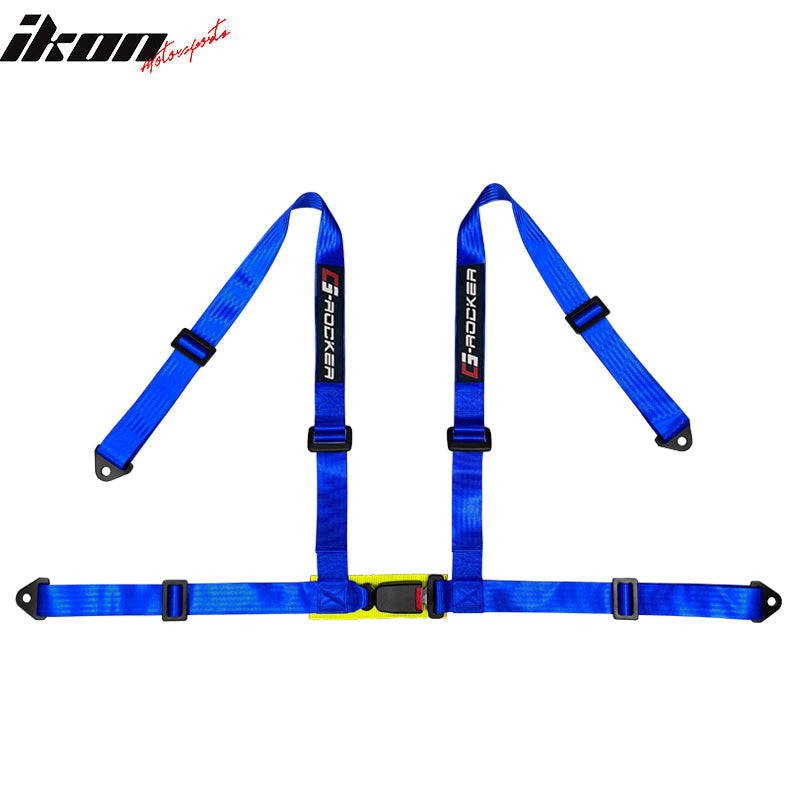 Universal Blue 4 Point Buckle Racing Seat Belt Harness Nylon