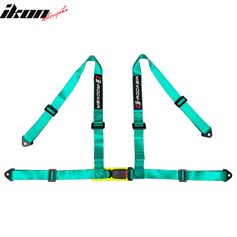 Universal Green 4 Point Buckle Racing Seat Belt Harness Nylon