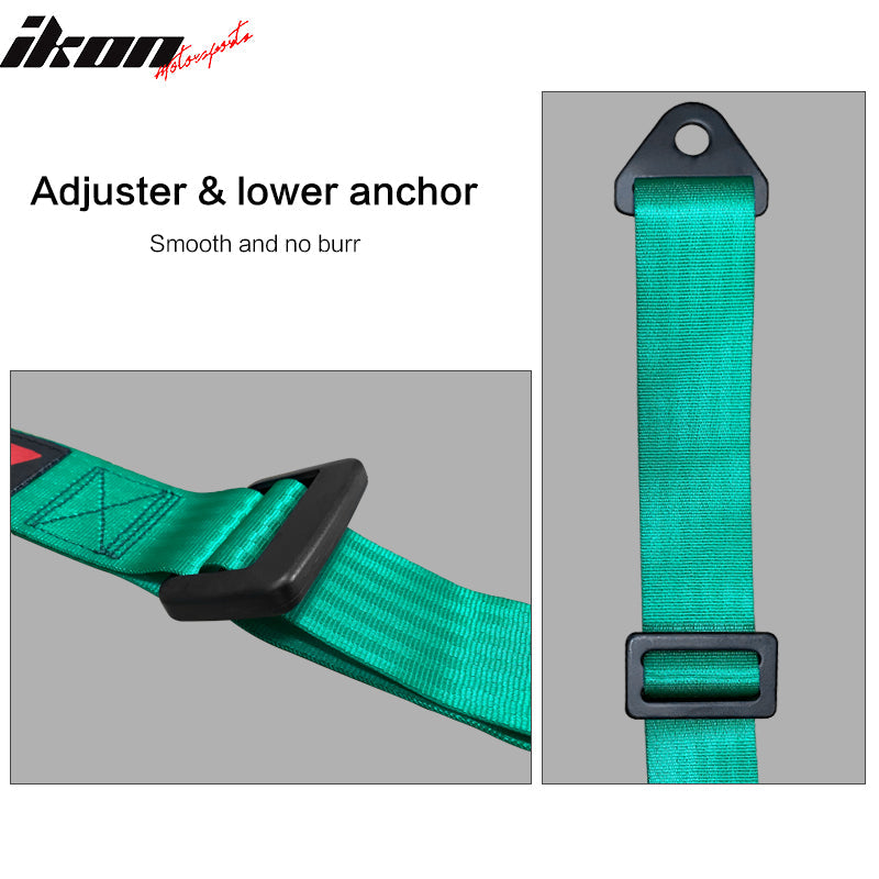 Universal Green 4 Point Buckle Racing Seat Belt Harness Nylon