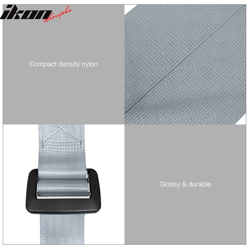Universal Gray 4 Point Buckle Racing Seat Belt Harness Nylon