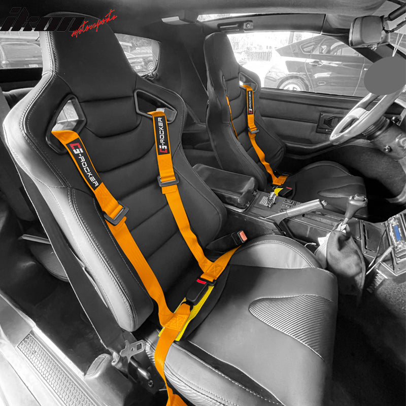 Universal Orange 2" 4 Point Buckle Racing Seat Belt Harness Nylon