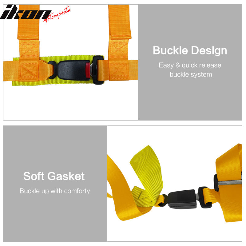 Universal Orange 2" 4 Point Buckle Racing Seat Belt Harness Nylon