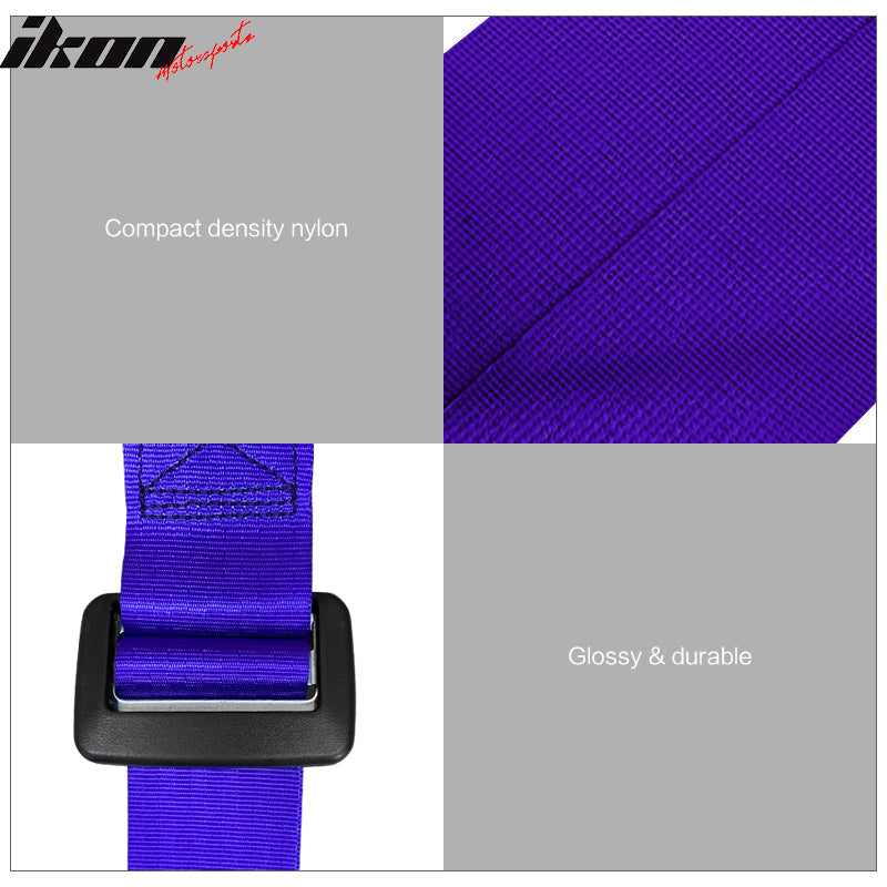 Universal Purple 2" 4 Point Buckle Racing Seat Belt Harness Nylon