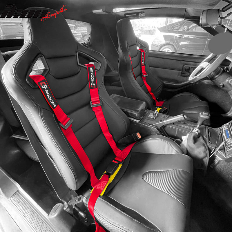 Universal Red 4 Point Buckle Racing Seat Belt Harness Nylon
