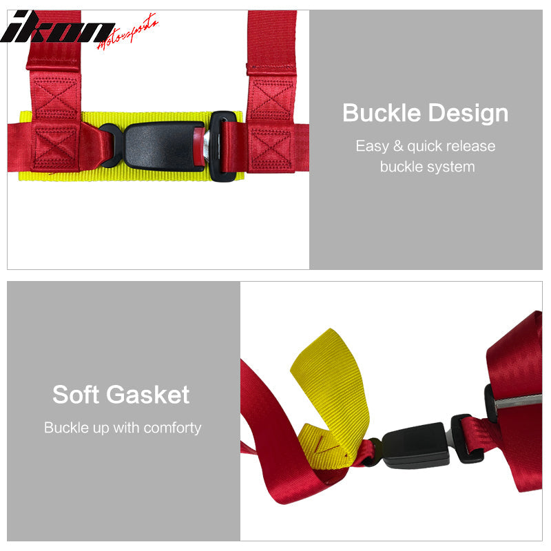 Universal Red 4 Point Buckle Racing Seat Belt Harness Nylon