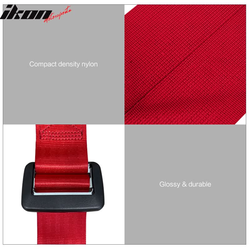Universal Red 4 Point Buckle Racing Seat Belt Harness Nylon