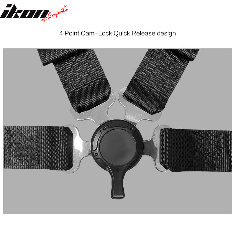 Universal 4 Point Cam-Lock Black Racing Harness Seat Belt Nylon