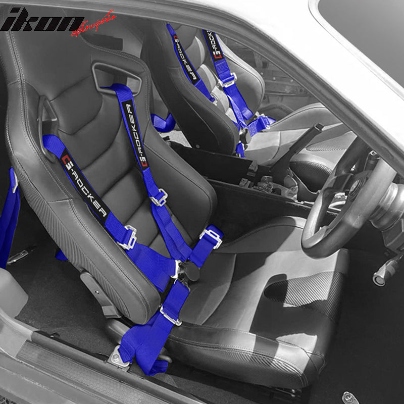 Universal 4 Point Cam-Lock Blue Racing Harness Seat Belt Nylon