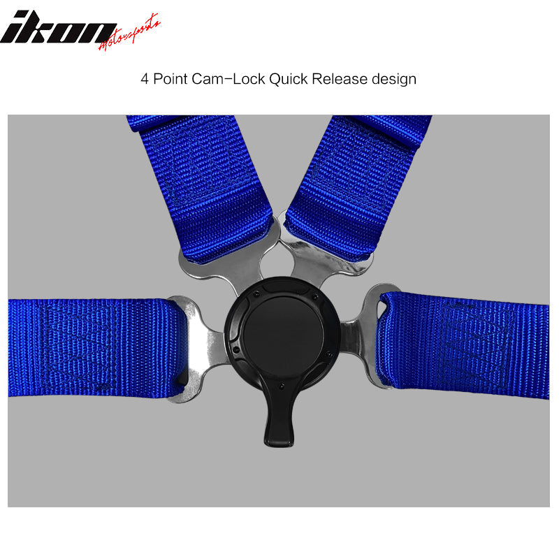 Universal 4 Point Cam-Lock Blue Racing Harness Seat Belt Nylon