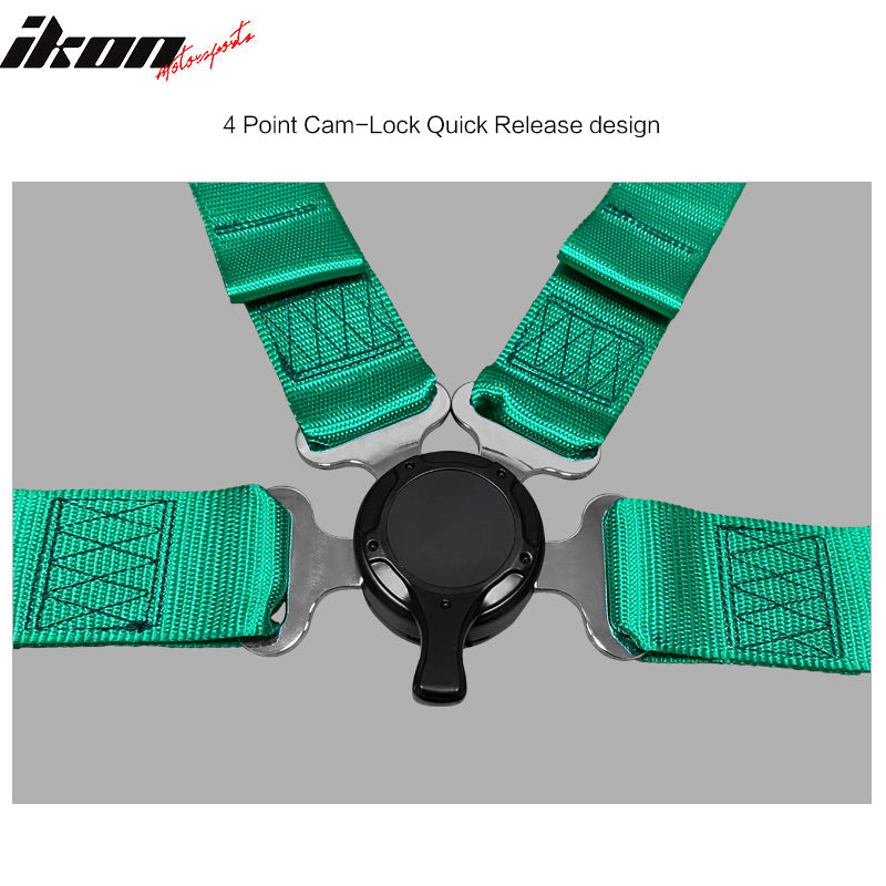 Universal 4 Point Cam-Lock Green Racing Harness Seat Belt Nylon