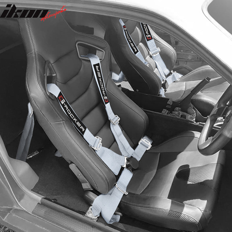 Universal 4 Point Cam-Lock Gray Racing Harness Seat Belt Nylon
