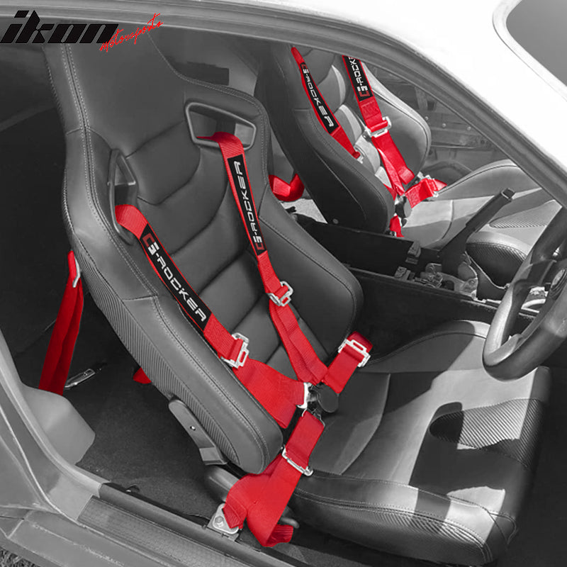 Universal 4 Point Cam-Lock Red Racing Harness Seat Belt Nylon