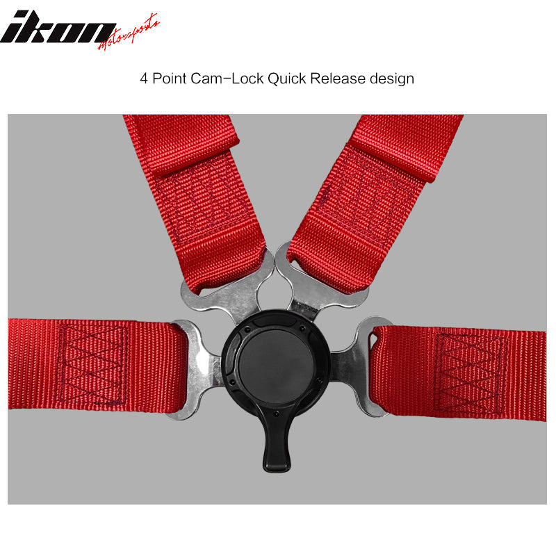 Universal 4 Point Cam-Lock Red Racing Harness Seat Belt Nylon