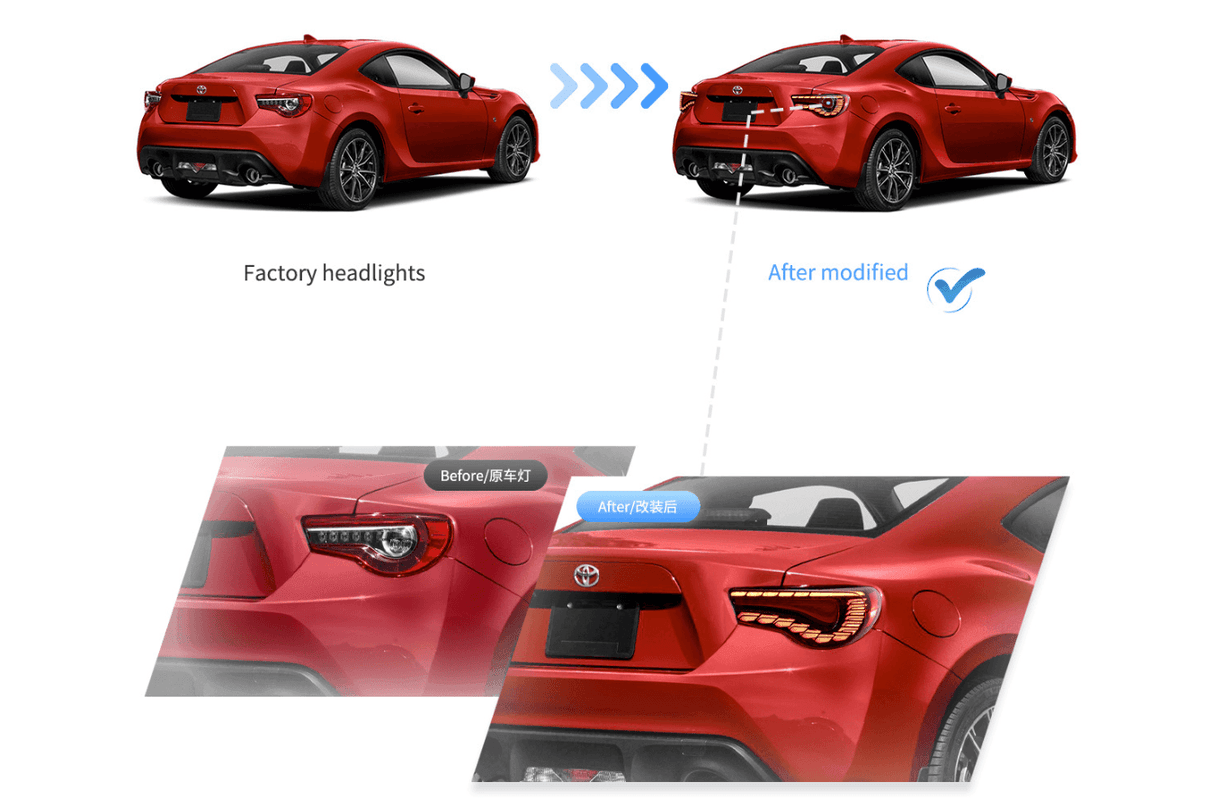 Scion FR-S Subaru BRZ Toyota 86 GT86 FT86 GTS Style LED Tail Lights (2012-2020) - K2 Industries