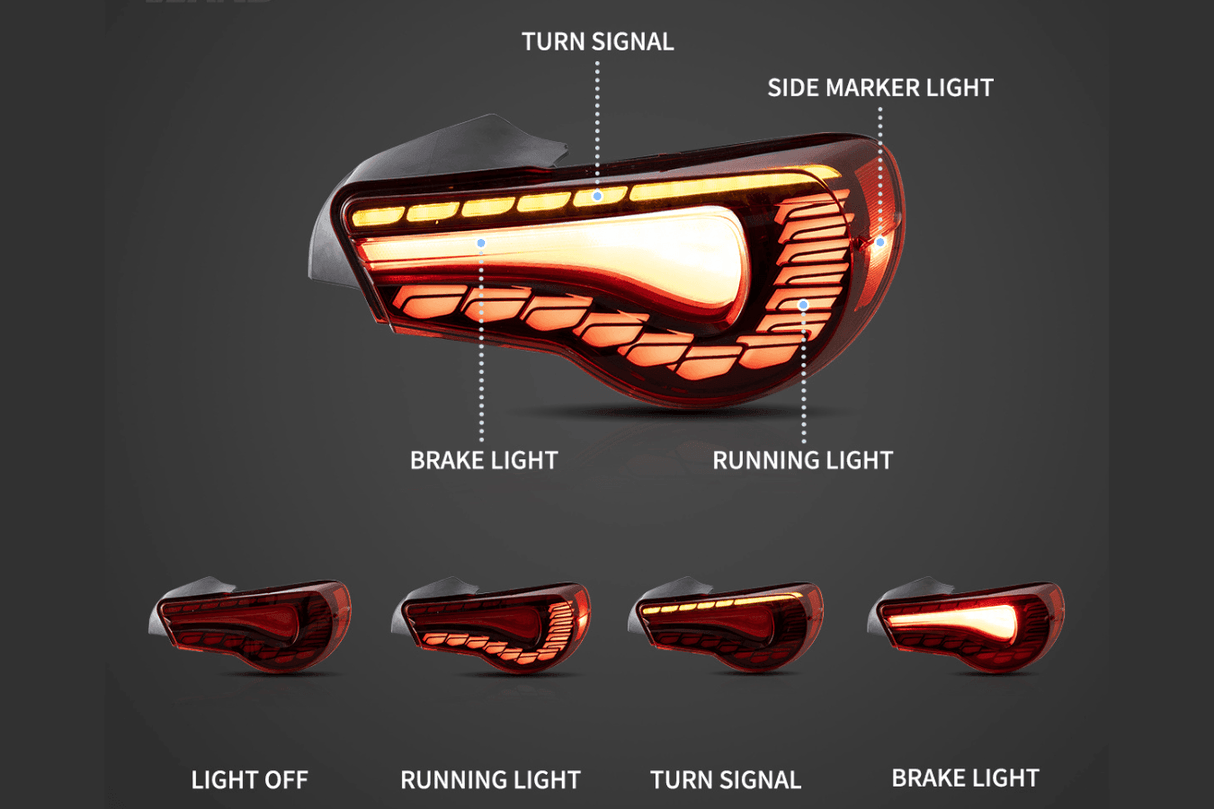 Scion FR-S Subaru BRZ Toyota 86 GT86 FT86 GTS Style LED Tail Lights (2012-2020) - K2 Industries