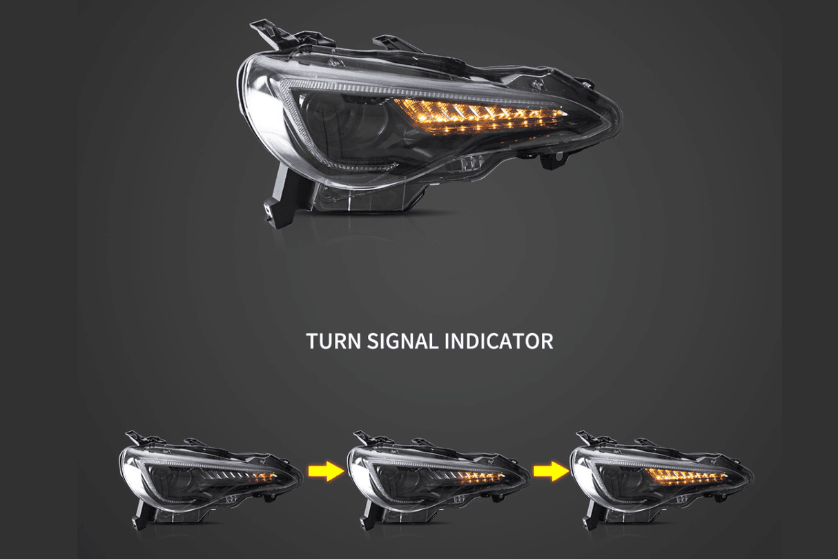 Scion FR-S Subaru BRZ Toyota GT86 1st Gen (ZN6/ZC6) Black Dual Beam Projector Headlights (2012-2021) - K2 Industries