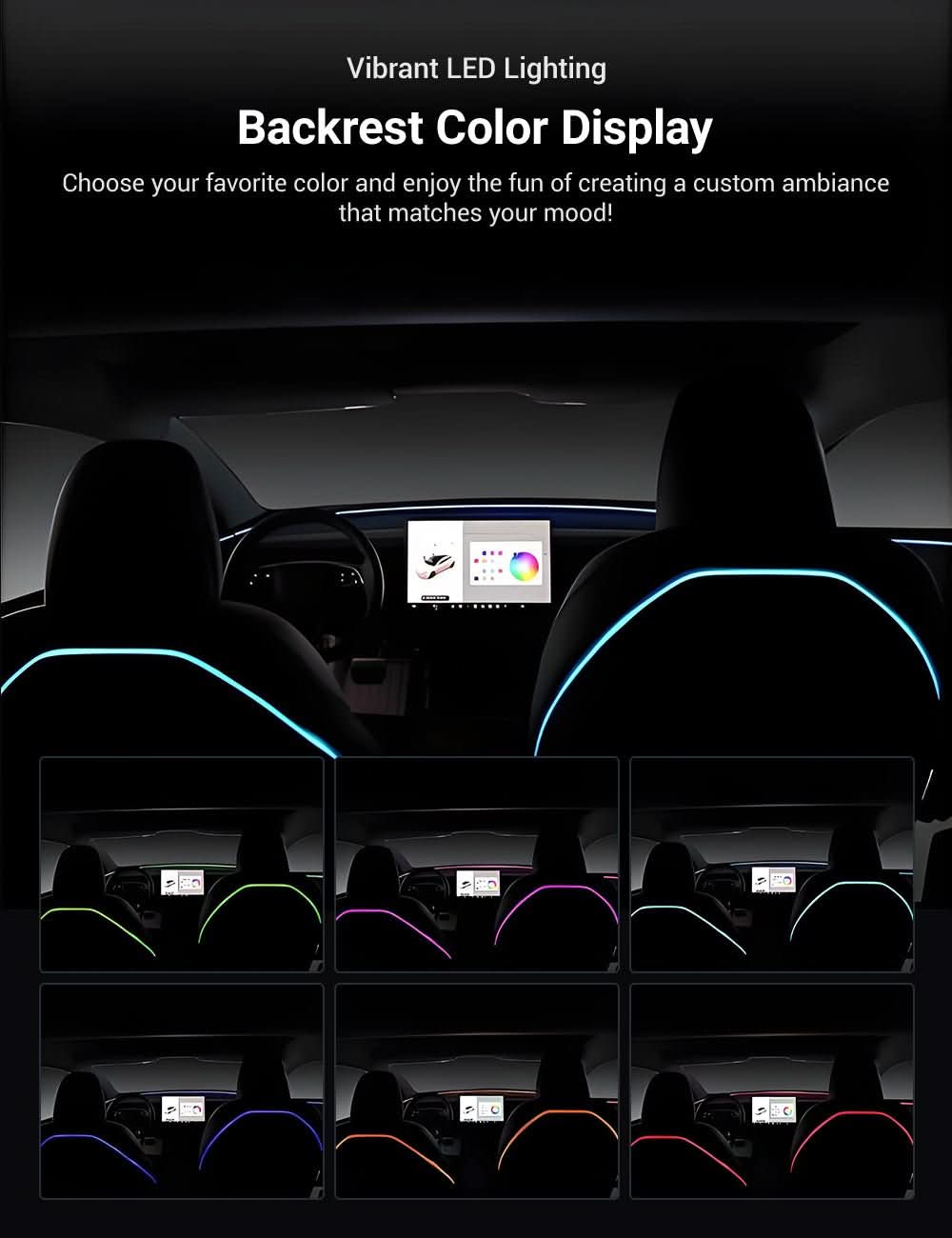 Seat Back Ambient Lighting for Model 3 Highland & Model Y Juniper (2PCS) | TESERY
