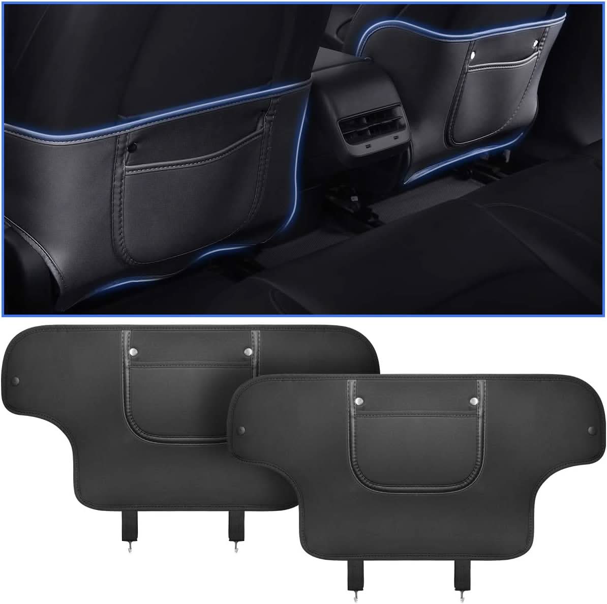 Seat Back Kick Protector for Model 3/Y | Storage Pockets | Easy Clean | TESERY