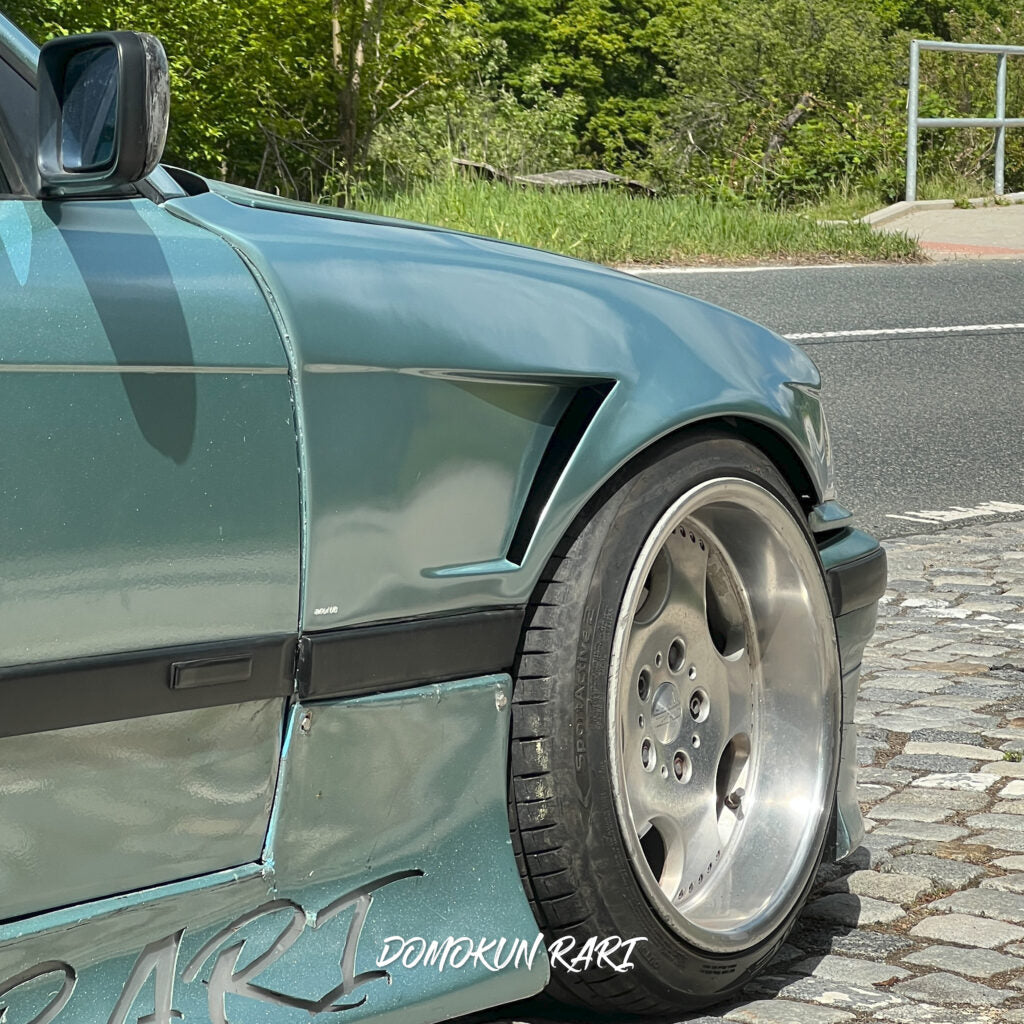 BMW E36 Single Vent Front Fenders +2.5cm Wide Body Fiberglass Drift Style Coupe Sedan Touring Compact