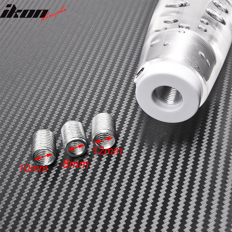 Universal LED RGB Shift Knob 10mm Transparent Bubble W Thread Adapters