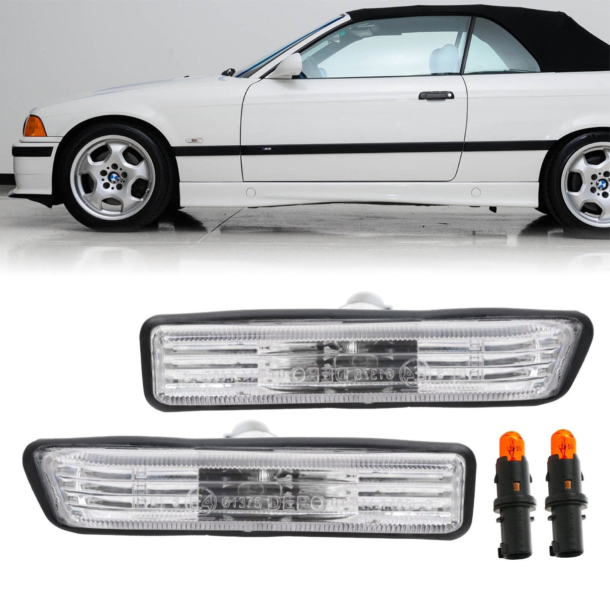 1997-1999 BMW E36 & E53 X5 Crystal Clear Side Marker Lights