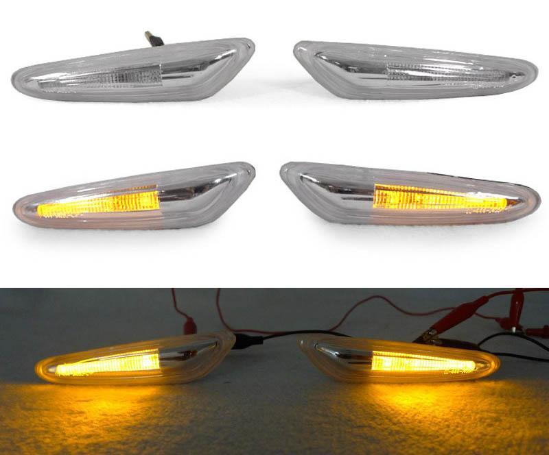 2002-2005 BMW E46 DEPO Style Amber LED Light Bar Clear Side Marker