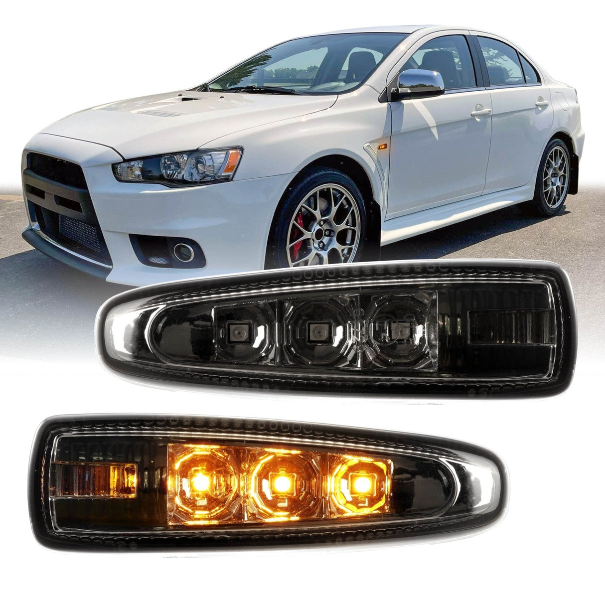 2008-2016 Mitsubishi Lancer Smoke Amber LED Side Marker Lights