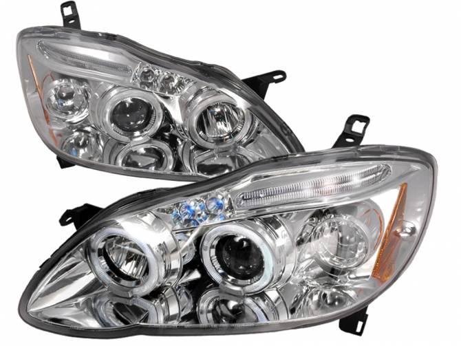Spec-D Projector Headlights Toyota Corolla (03-08) w/ Dual LED Halo - Black or Chrome