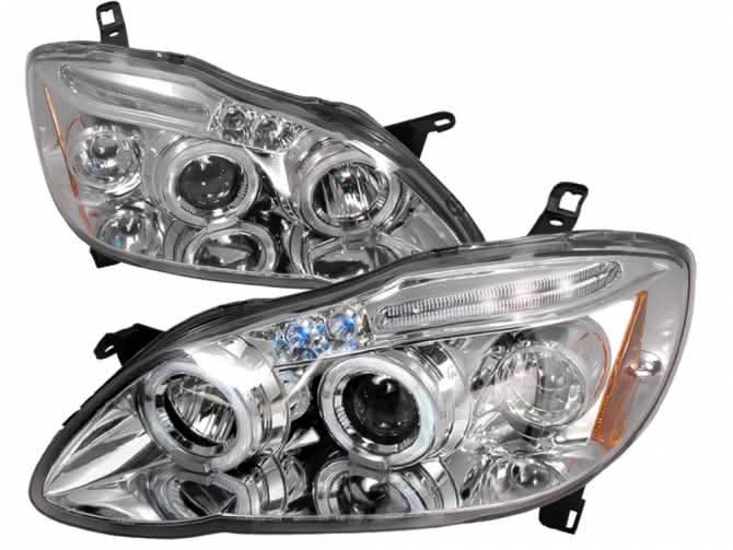Spec-D Projector Headlights Toyota Corolla (03-08) w/ Dual LED Halo - Black or Chrome