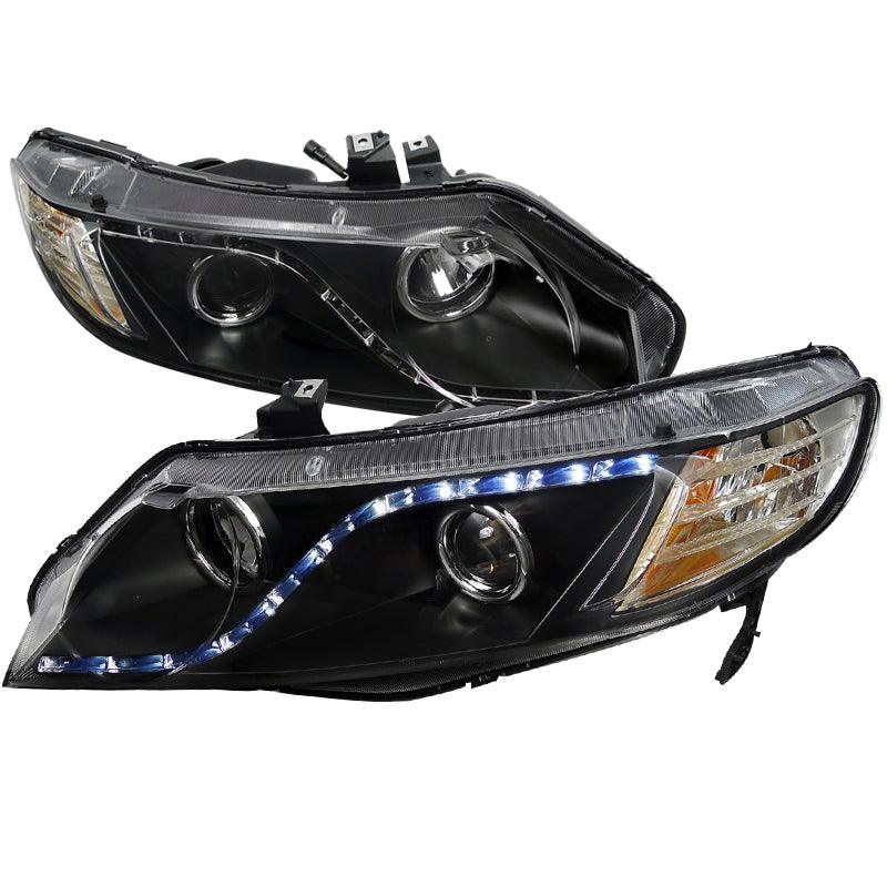 Spec-D Projector Headlights Honda Civic Sedan (06-11) R8 Style LED Black or Smoke