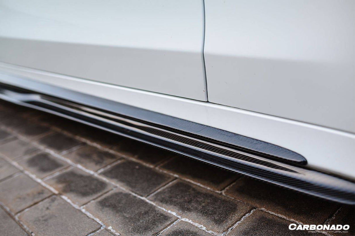 2015-2021 Mercedes Benz W205 C63 S AMG Sedan Carbon Fiber Side Skirts Extension Add On Lip