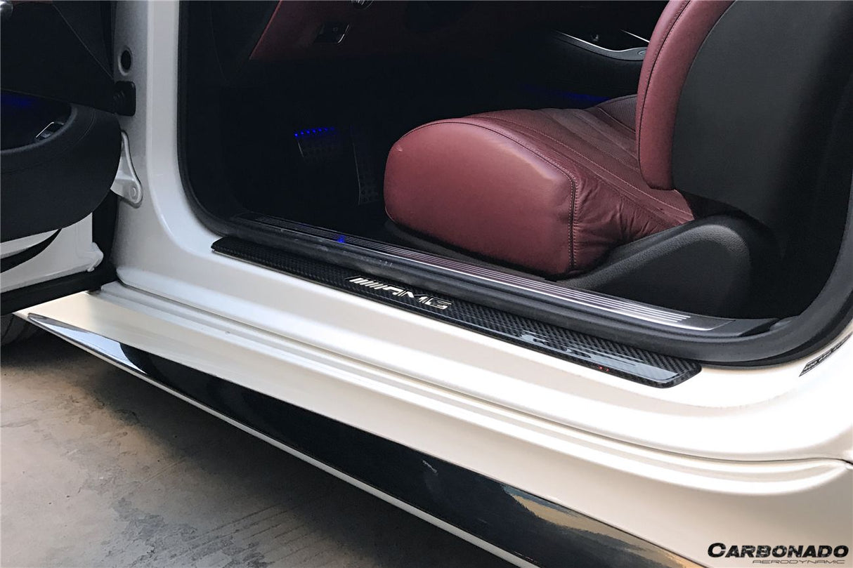 2014-2021 Mercedes Benz C217 S63 S65 AMG Coupe OE Style Dry Carbon Fiber Door Sills Steps Cover