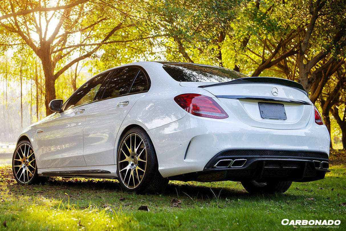 2015-2021 Mercedes Benz W205 C63 S AMG Sedan Carbon Fiber Side Skirts Extension Add On Lip